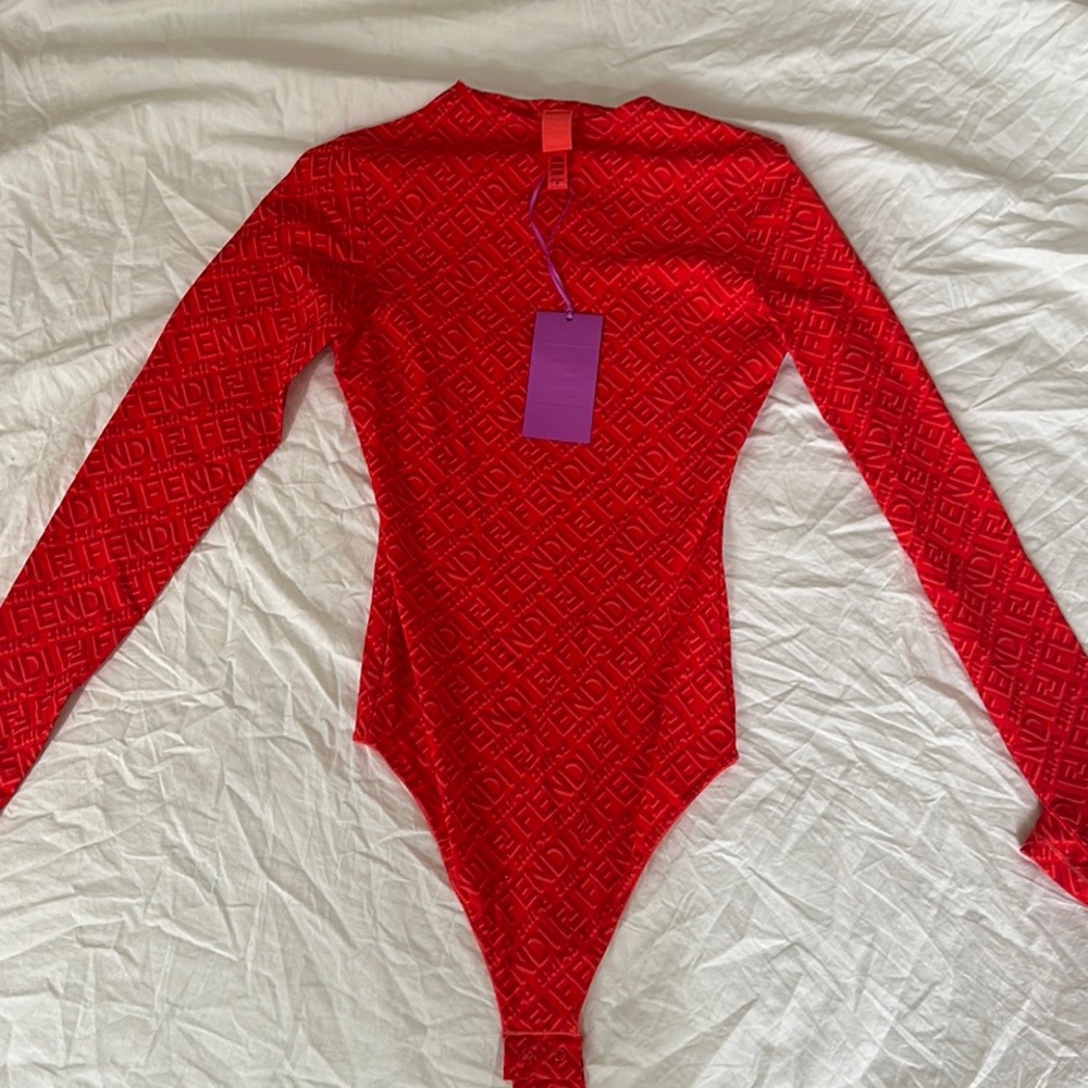 Fendi x Skims Long sleeves red body suit